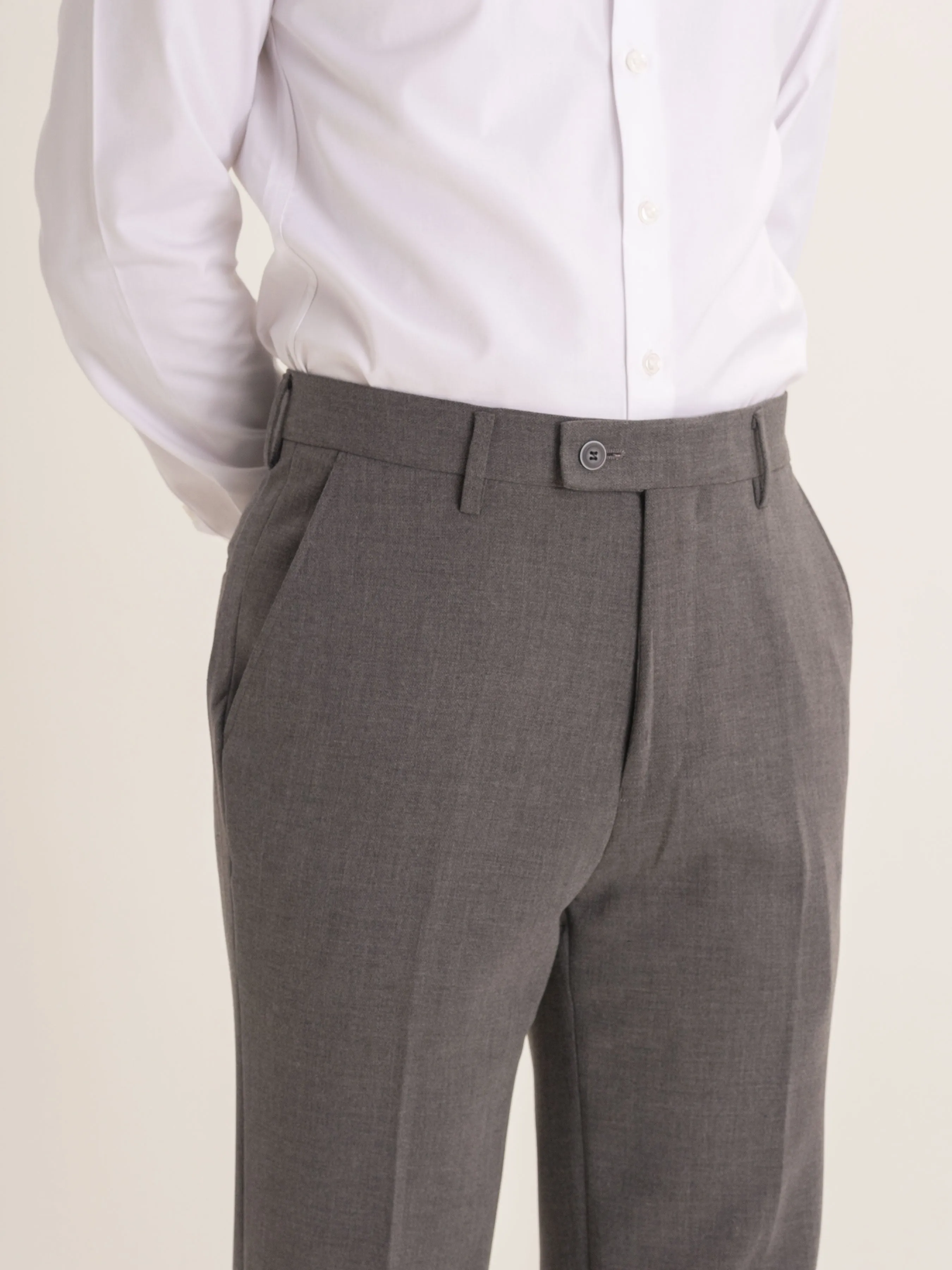 Trousers With Belt Loop - Ash Grey Plain (Stretchable)