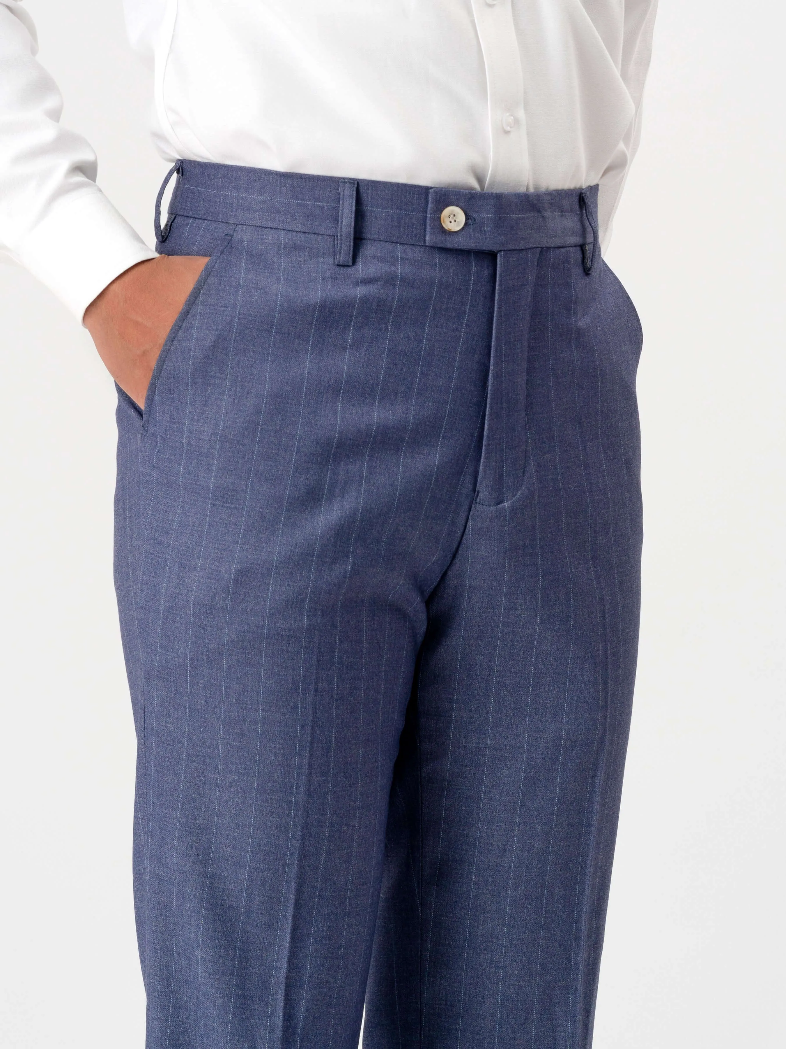 Trousers With Belt Loop - Iris Blue Stripes (Stretchable)