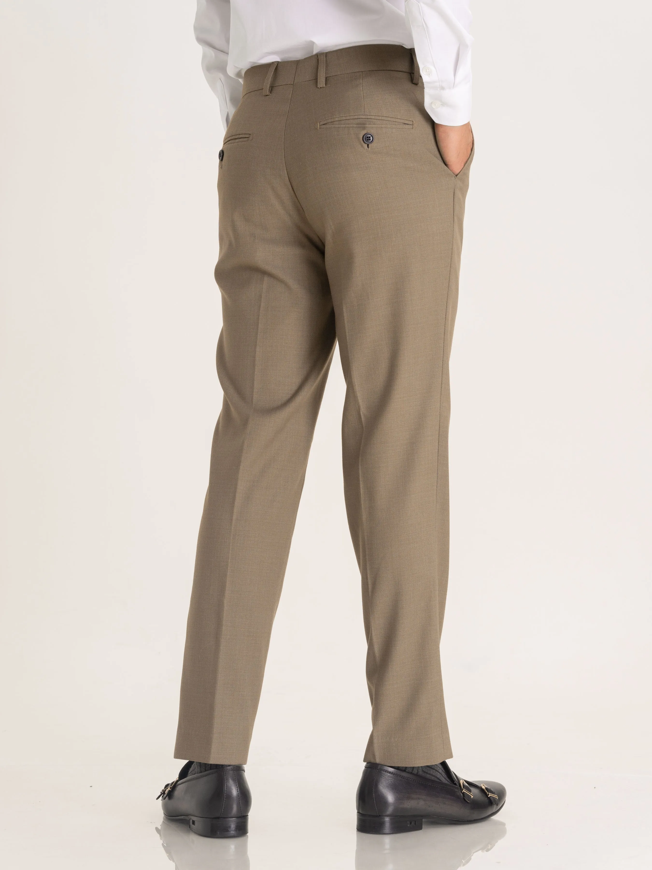 Trousers With Belt Loop -  Khakis Plain (Stretchable)