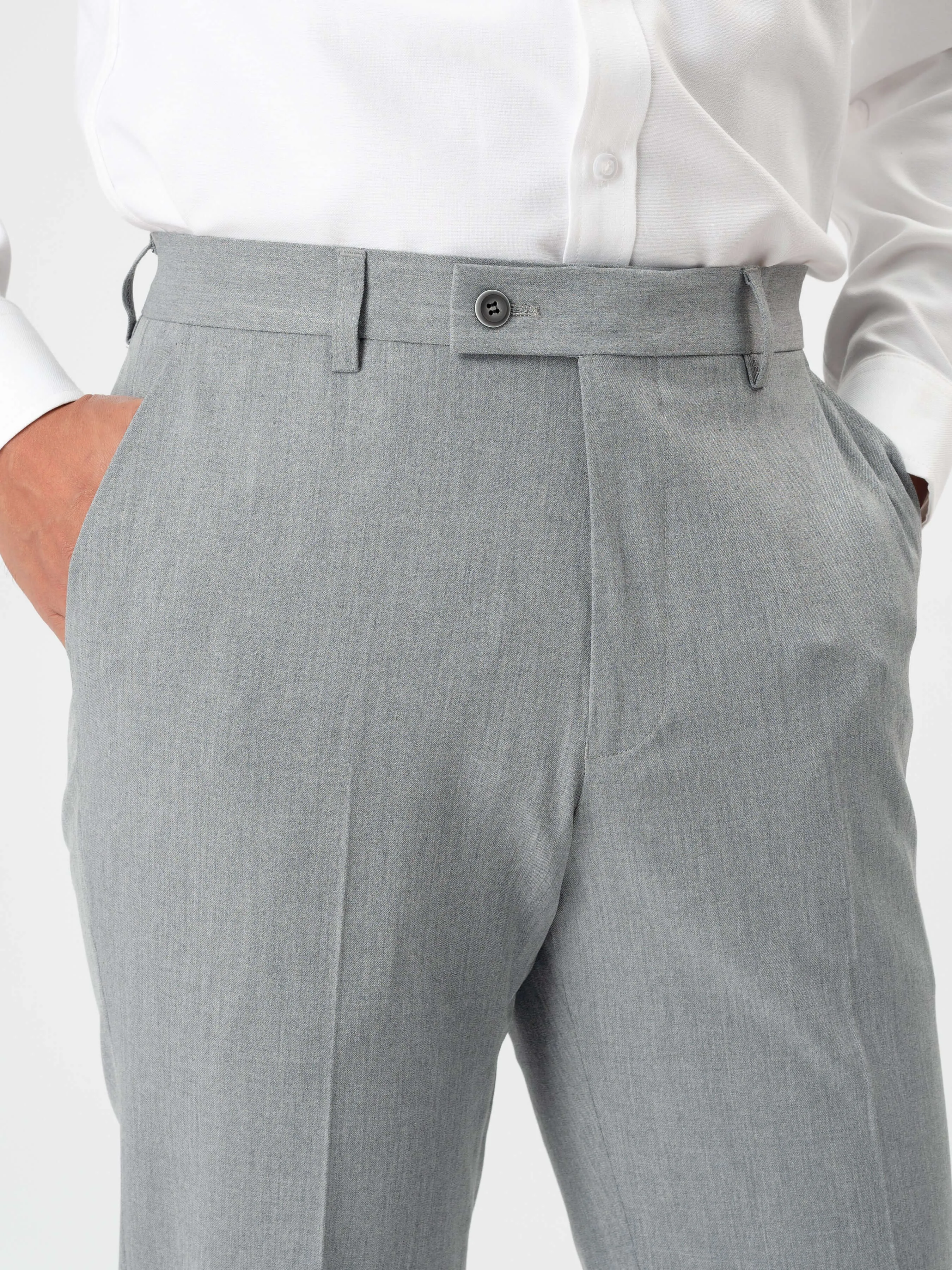 Trousers With Belt Loop - Light Grey (Stretchable)