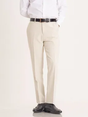 Trousers With Belt Loop - Sand White Plain (Stretchable)