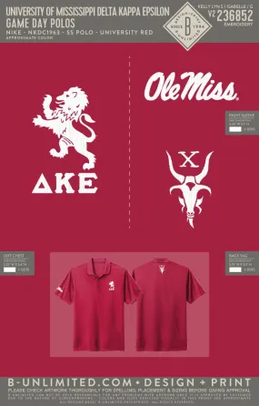 University of Mississippi Delta Kappa Epsilon - Game day polos - Nike - NKDC1963 - SS Polo - University Red