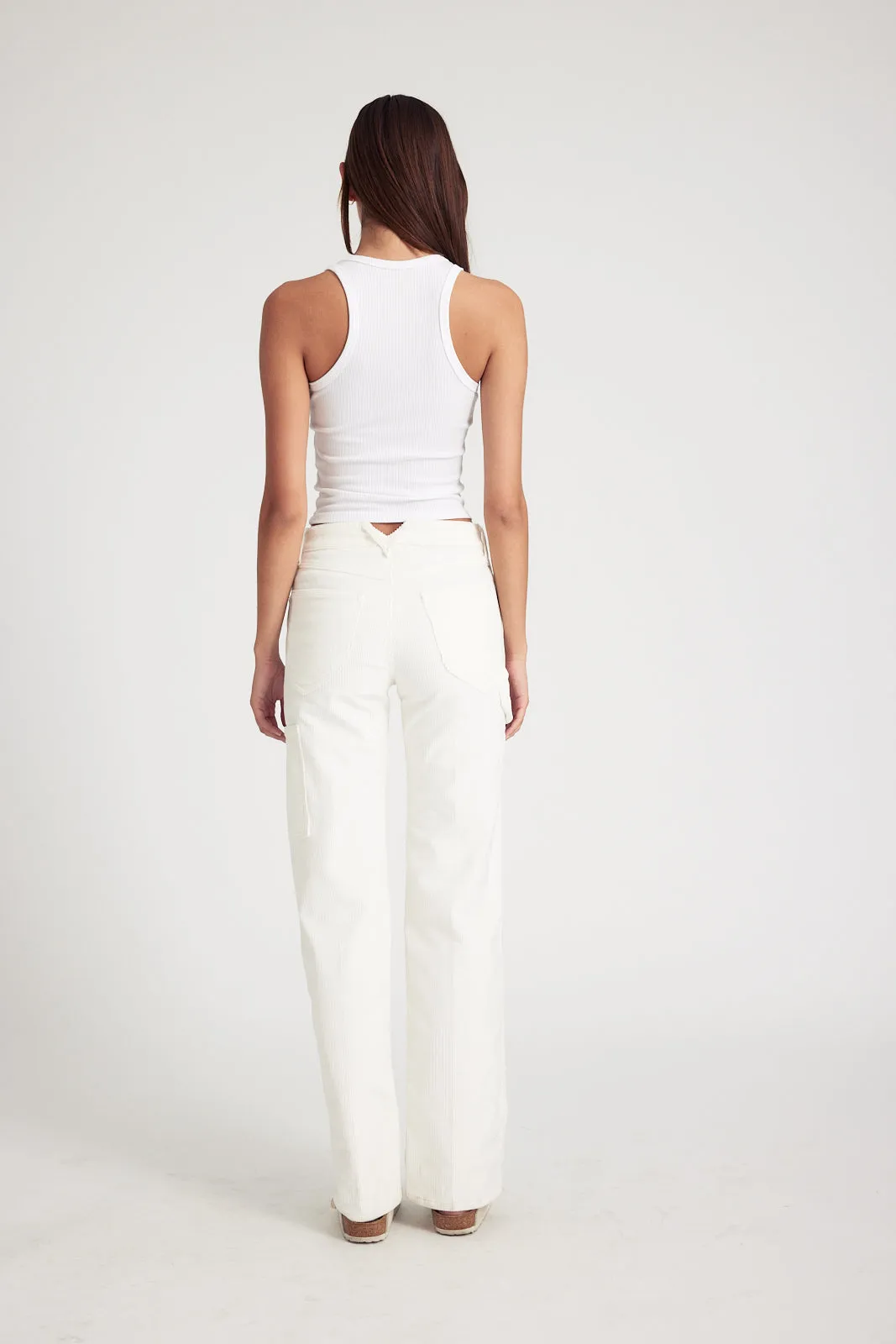 White Corduroy Carpenter Pants