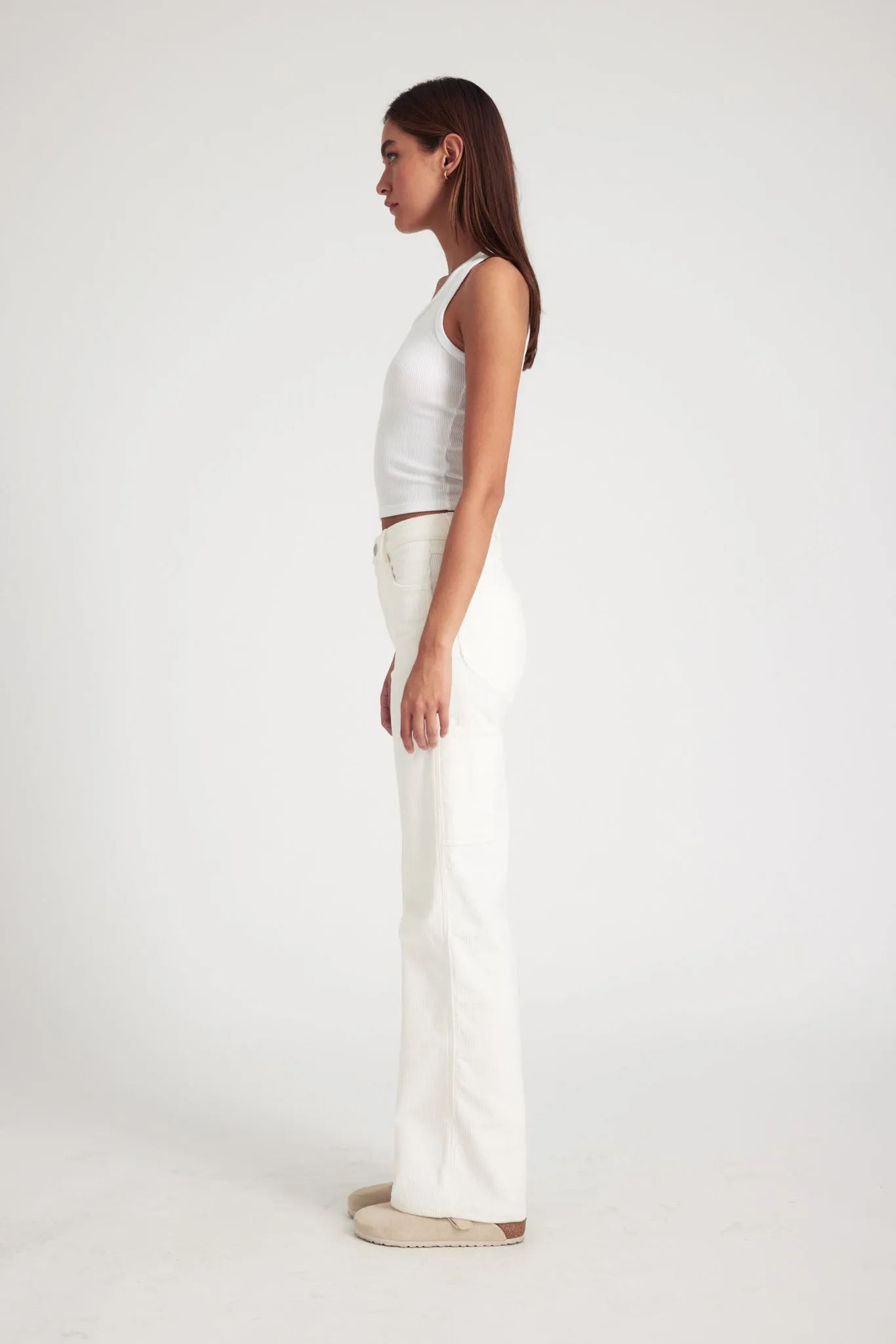 White Corduroy Carpenter Pants