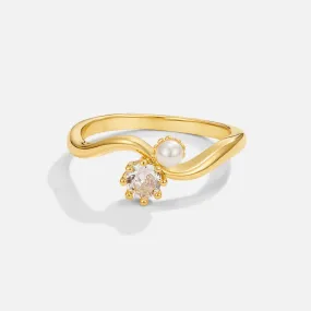 Yaseena Double Pearl & Crystal Ring