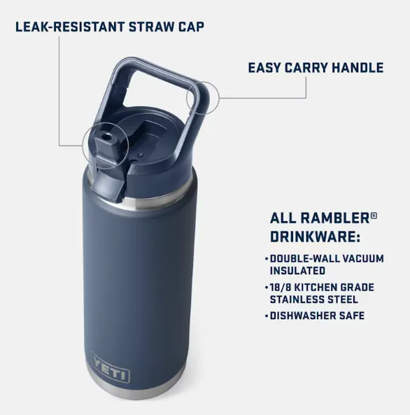 YETI Rambler 26 oz Color Match Straw Bottle - Navy